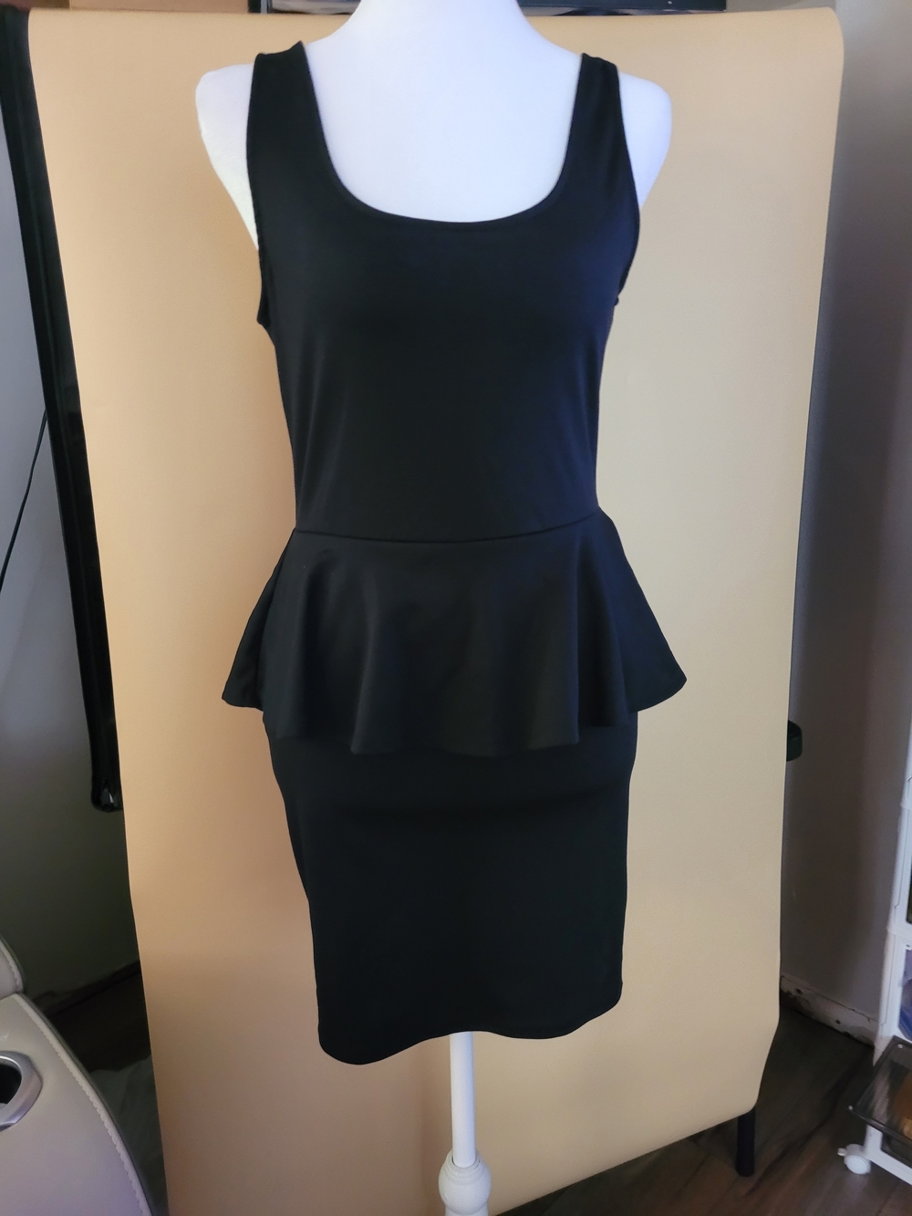 Ambiance Black Sleeveless Peplum Midi Dress